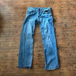 BKE Jake destroyed embroidered bootleg 33x31 western jeans